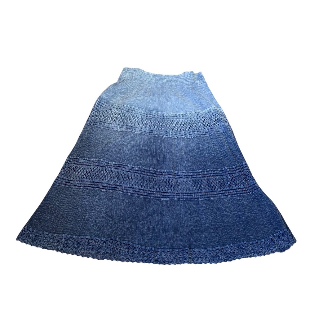 Studio West Skirt Cotton Tier Boho Midi Cottagecore Peasant Festival Romantic L